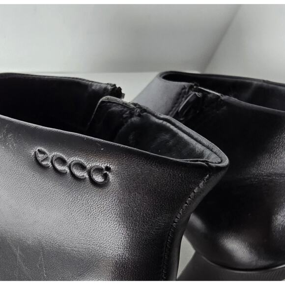 WOMEN'S ECCO LEATHER SIDE ZIP ANKLE BOOTS BOOTIES BLACK HEELS SZ 37-US 6.5 B - Picture 7 of 10